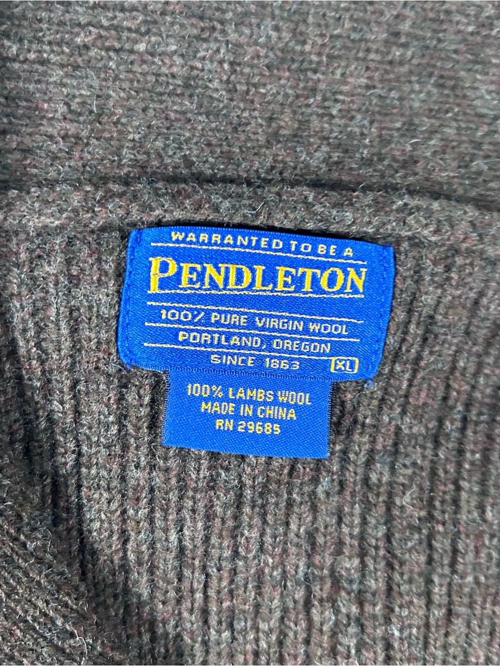 Pendleton Cable Knit Wool Cardigan Sweater Shawl Mens XL Brown NEW Shetland Wool - Picture 2 of 7